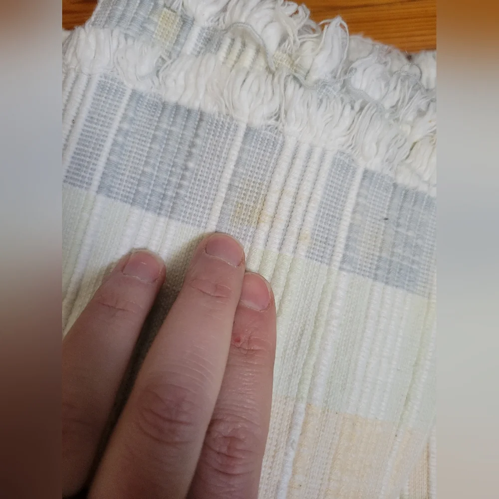 X7 Pastel Striped Checker Fringe Frayed Hem Placemats Spring Easter